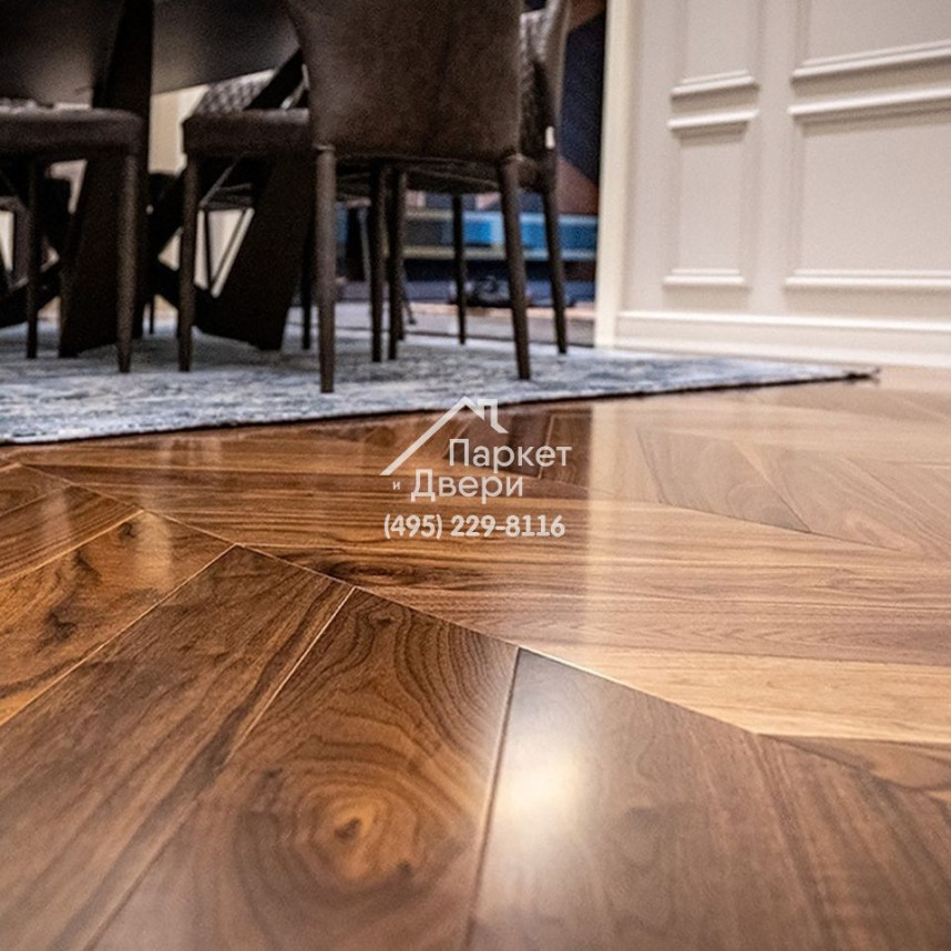 Паркет Французская Ёлка Coswick 45⁰ Американский орех Натуральный 1375-1101-30, Селект энд Бэттер, 500x127x15-1