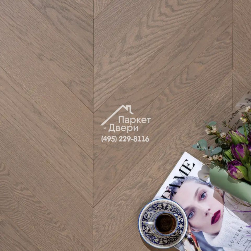 Паркет Французская Ёлка Coswick 45° Дуб Серый шпинель 1175-1867-10, Селект энд Бэттер, 500x127x15-2