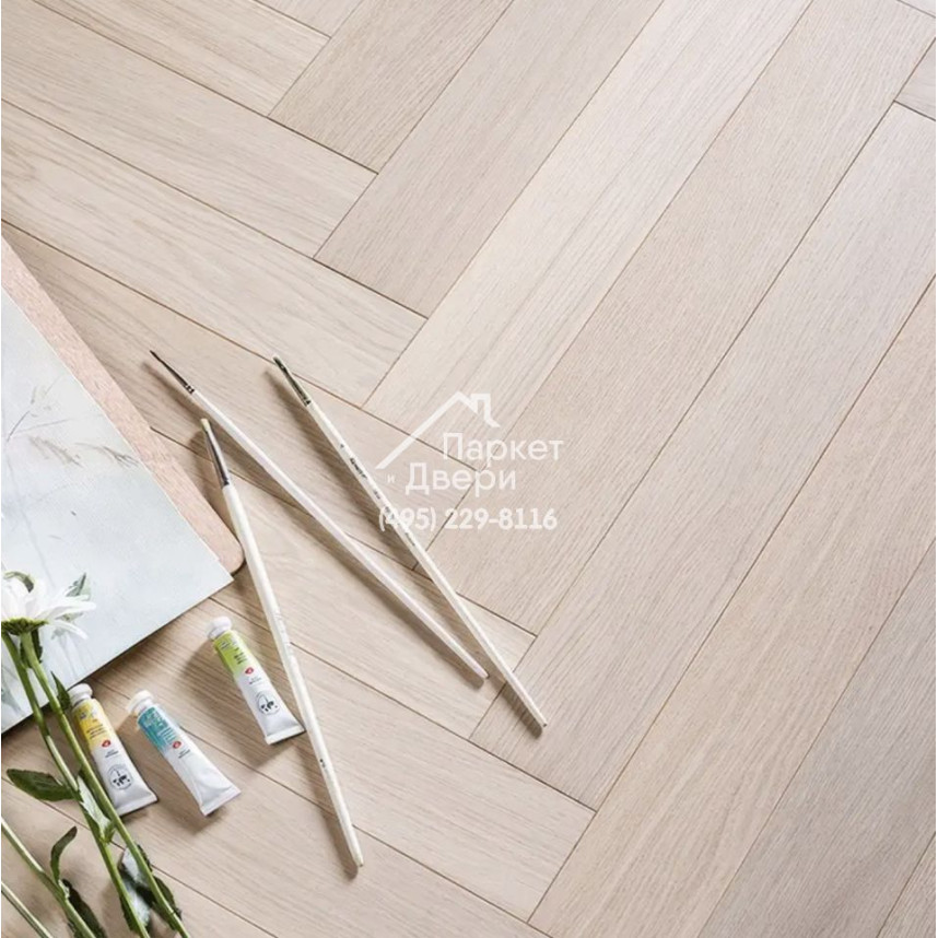 Паркет Английская Ёлка Coswick Дуб Акварельный белый 1174-1842-10, Селект энд Бэттер, 635x127x15