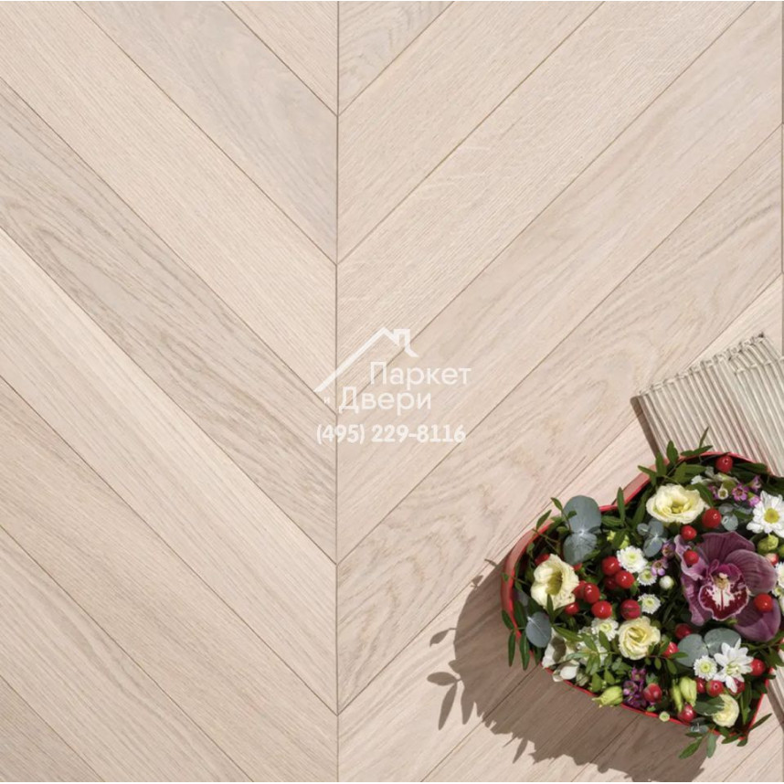 Паркет Французская Ёлка Coswick 60° Дуб Акварельный белый 1183-1842-10, Селект энд Бэттер,  438.78x190x19.05-1