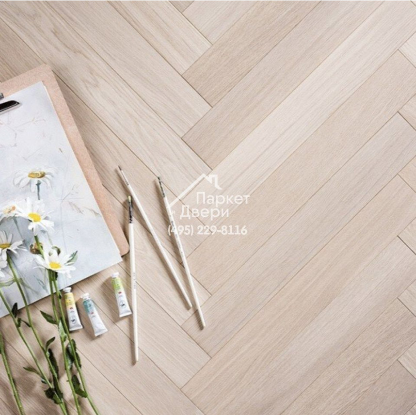 Паркет Английская Ёлка Coswick Дуб Акварельный белый рустикальный, 1151-3842-20, 1 Коон, 330.2x82.55x15