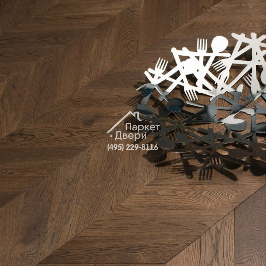 Паркет Французская Ёлка Coswick 60° Таинственный лес / Dark Wood collection Дуб Молочный шоколад 1176-4217-20 548x127x15